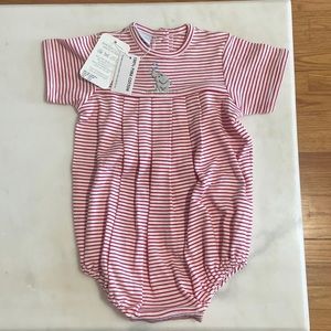 Baby Boy 6-9 pleated romper. Squiqqles brand. NWT.